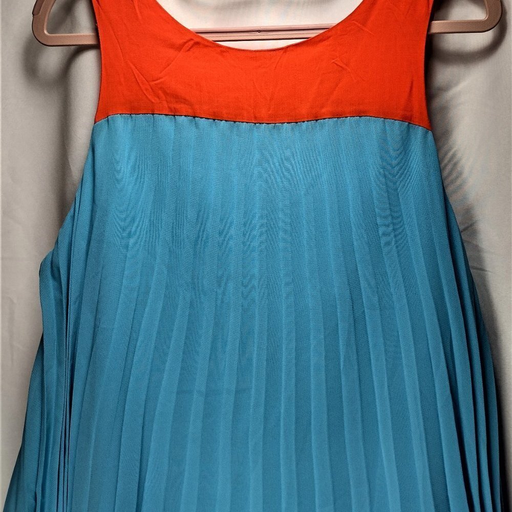Nicole by Nicole Miller Orange And Blue Sleeveless High Neck Zipper Tank Top - Picture 4 of 9